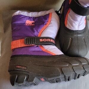 Girls Sorel Black and Purple Snow Boot